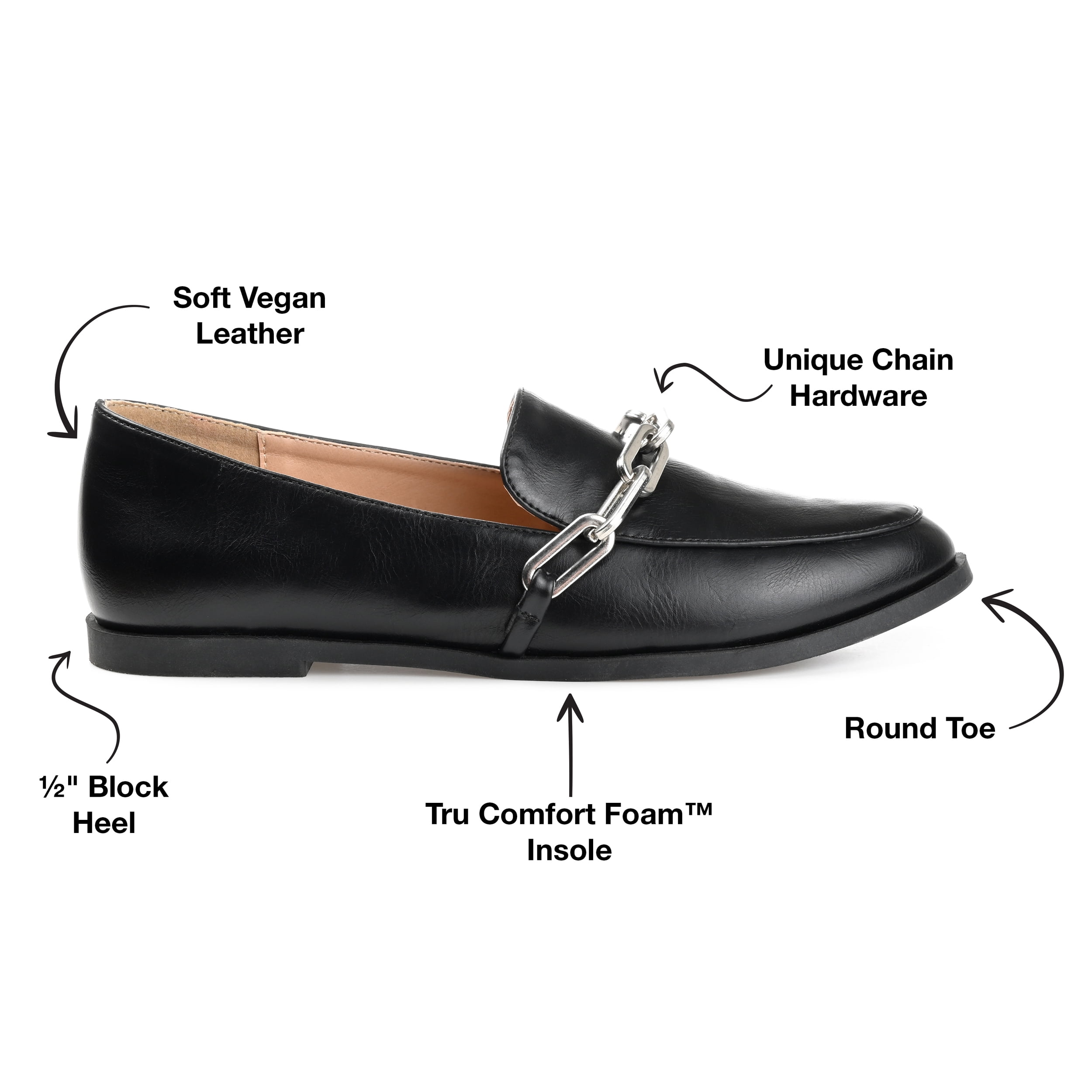 Journee Womens Madison Slip On Round Toe Loafer Flats
