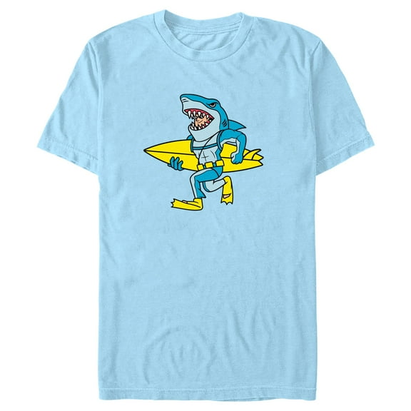 Men's Fortnite Agent Jones Surfer Shark Graphic Tee Light Blue Medium