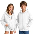 thumbnail image 2 of Girls Zip Up Hoodie Fleece Sweatshirt Jackets with Pocket Full-Zip,Hooded Design,Long Sleeve,Solid Color,Casual Jacket,Fall Winter,Back to School Wear, 2 of 7