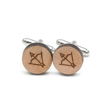 Symbol Cufflinks Cufflinks - Sagittarius Symbol Cufflinks, Wood Cufflinks Hand Made in the USA