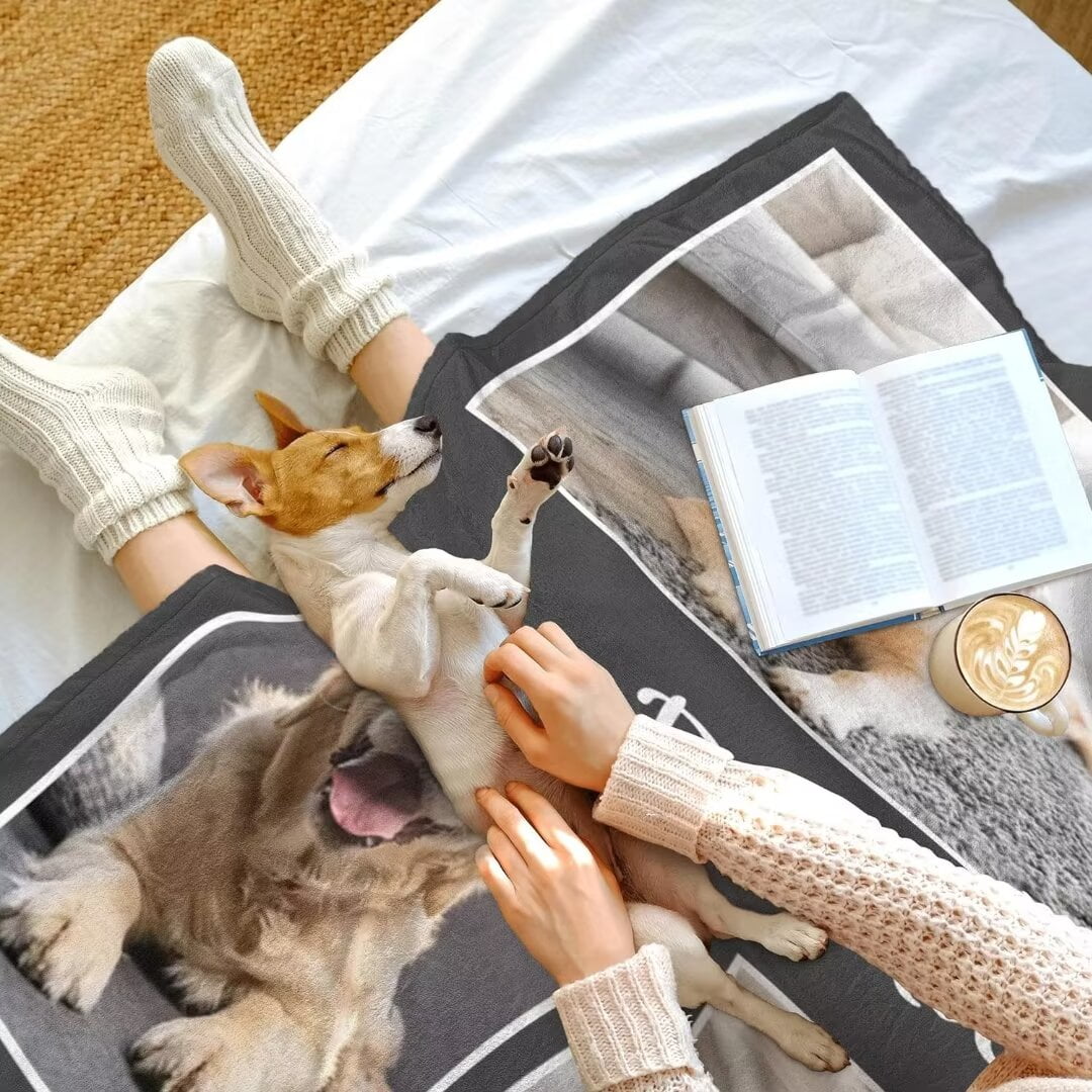 AISENIN Personalized Pets Blanket with Photos Custom Dog Blanket for Small Dogs Personalized Dog Blankets with Picture Dog Memorial Gifts for Loss of Dog Gifts for Pets Bereavement Passing Away