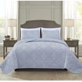 thumbnail image 3 of Chezmoi Collection Luca 3-Piece Oversized Bedspread Set, Queen Size, Silver Gray, Summer Quilt Lightweight Microfiber Bedspread 100 x 106, Floral Medallion Pattern Coverlet for All Season, 3 of 9