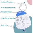 thumbnail image 2 of Urinary Drainage Bag with Anti-Reflux Chamber, Urine Bag with 1500 mL Volume(5, 2 of 5