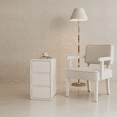 thumbnail image 4 of Muwuele Narrow Nightstand with Leather Surface, 3 Drawers, Solid Wood Bedside Table, White Nightstand for Bedroom, Living Room, Fully Assembled, 4 of 13