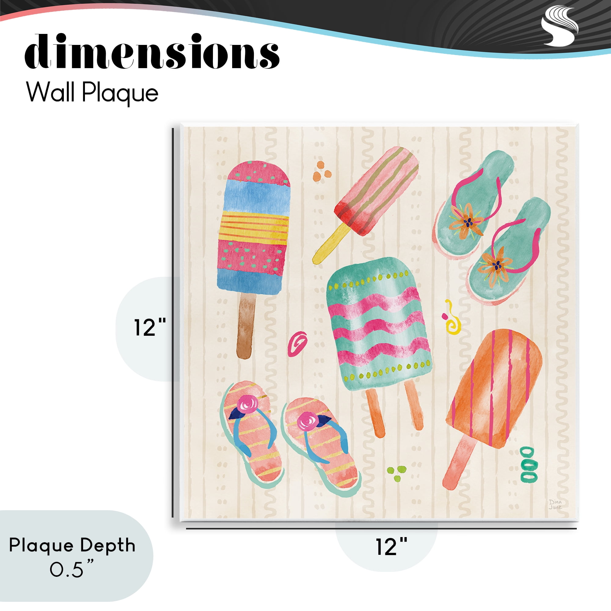 Stupell Industries Summer Popsicles & Sandals Wall Plaque Art, design by Dina June