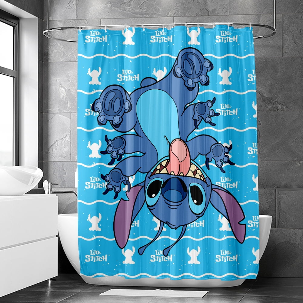 Stitch Bathroom Curtains Shower Curtain Set for Bathroom Cartoon for ...