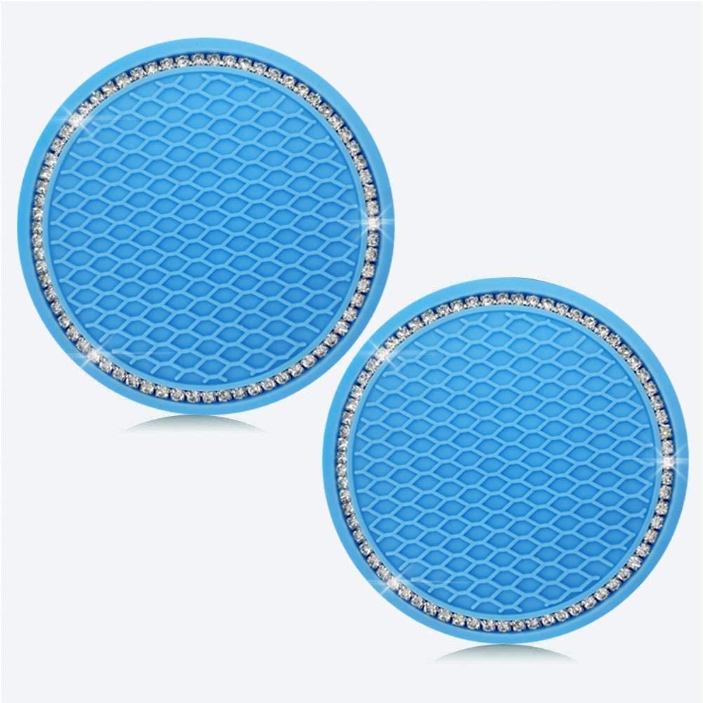 Bling Car Accessories 2.75 inch,Rhinestone Anti Slip Insert Coaster 2PCS Bling Car Cup Coaster Suitable for Most Car Interior 