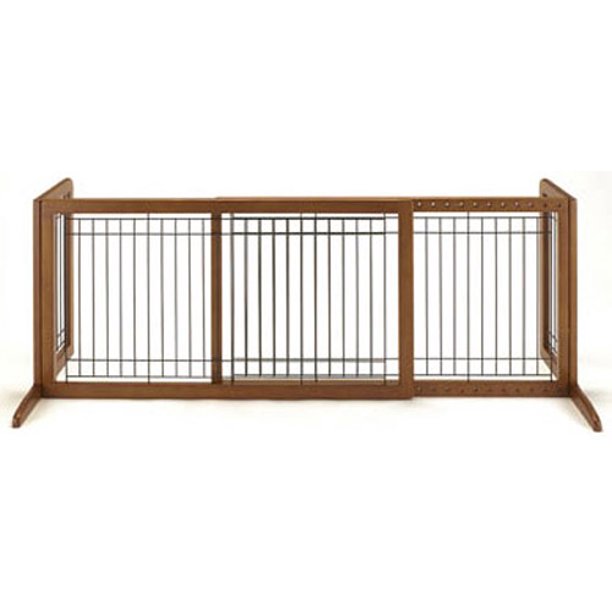 Richell Freestanding Dog Gate, Brown, Large, 71.30"L x 17.70"W x 20.10