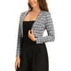 thumbnail image 4 of CHAQUETA Tweed Inspire CHIC para Mujer, Cárdigan Bolero Corto de Cuadros Abierto XS Negro Blanco, 4 of 6