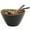 1 Black 12"x7 Bowl with Servers, variant on Woodard & Charles Acacia Wood 12” Salad Serving Bowl with Servers, 3 Piece Set