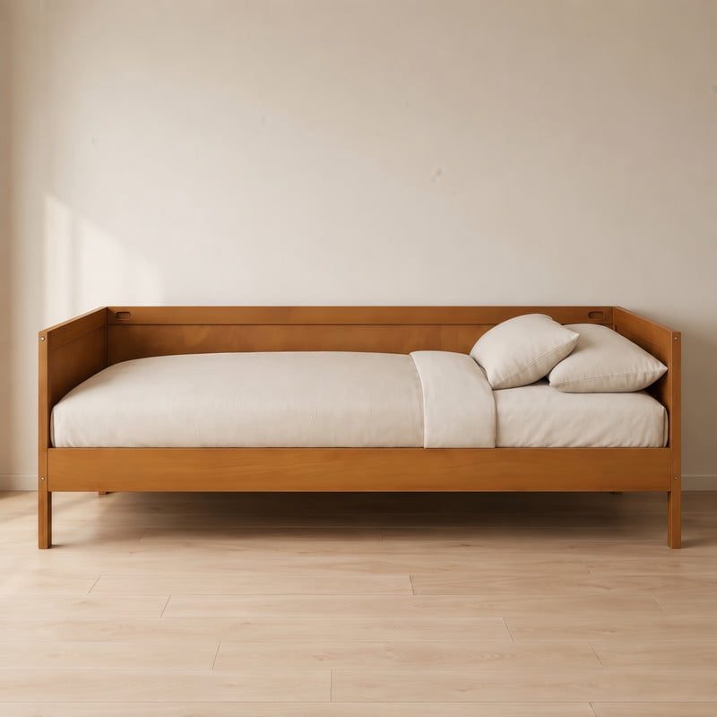 Euroco Wood Twin Size Daybed, Sofa Bed with Slats, No Box Spring Needed, Walnut