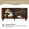 thumbnail image 3 of CBJCBJ Mid-Century 58'' Wood 4 Door Sideboard Buffet Cabinet for Living Dining & Bedroom (Brown), 3 of 12