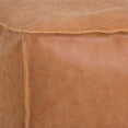 thumbnail image 2 of Wendal Square Pouf in Distressed Brown Faux Leather, 2 of 8
