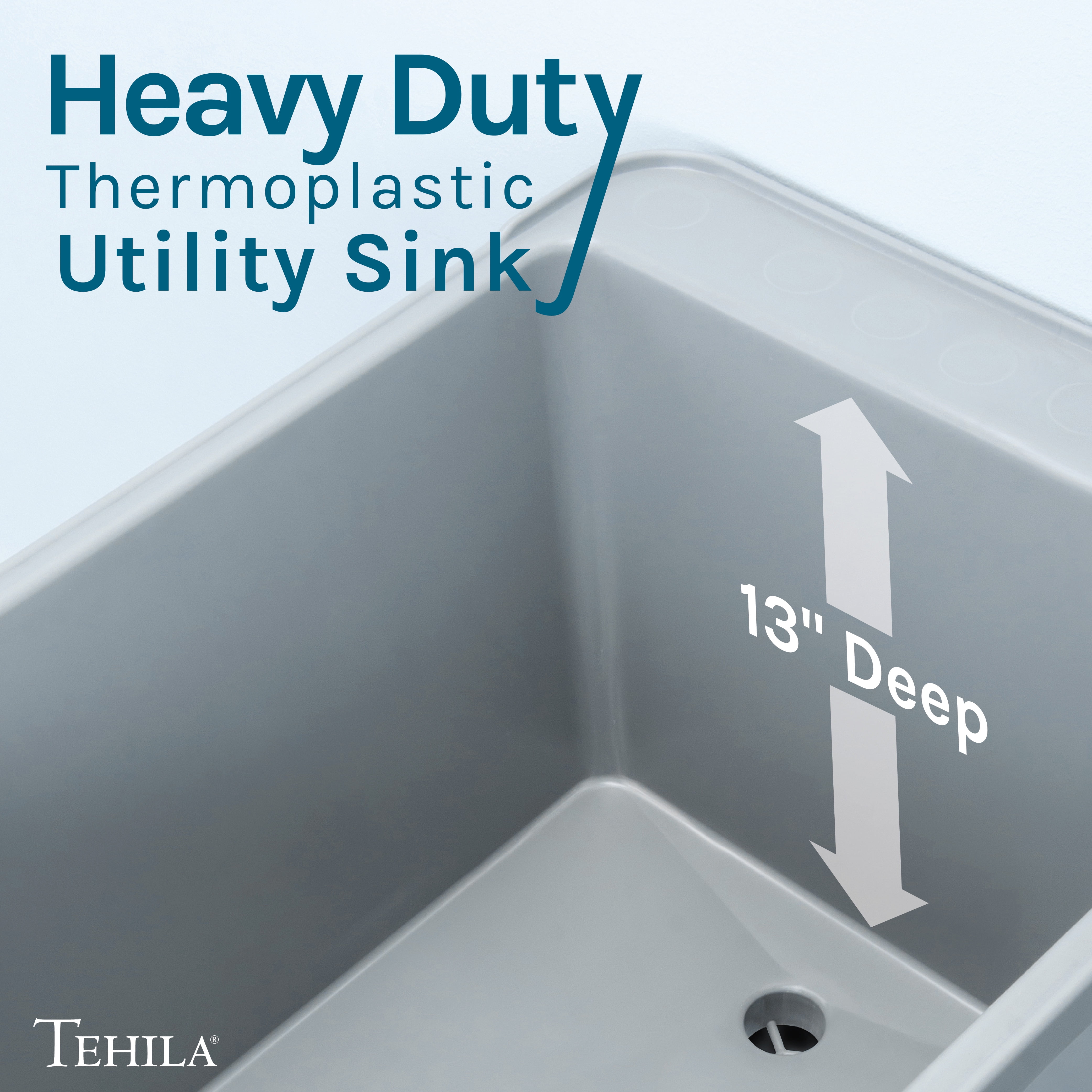 Tehila Grey Freestanding Floor Mount Space Saver Utility Sink with Black Faucet for Laundry Room