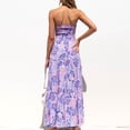 thumbnail image 4 of Vestido con estampado floral para mujer, sin tirantes, con hombros descubiertos, cintura alta, dobladillo con cinturón, costura, vestido largo de verano, 4 of 6
