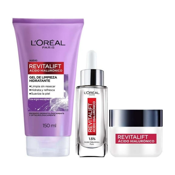 L'ORÉAL Paris Revitalift Ácido Hialurónico Kit (3 pzas) | Sérum, Gel Limpiador, Crema hidratante FPS L’Oréal Paris NA