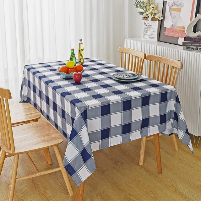 Checkered Rectangle Tablecloth - Waterproof, Wrinkle Resistant and Washable Gingham Table Cloth Decorative Table Cover for Outdoor, Indoor Party, 160GSM