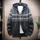 thumbnail image 1 of Cárdigan cálido de lana para hombre, suéter a cuadros con capucha, ropa de invierno, abrigo de punto coreano, chaqueta con cremallera completa, puente de moda, 1 of 5