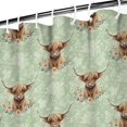 thumbnail image 3 of Green Highland Cow Flower Pattern Shower Curtain 84"x72" ,Bathroom Decorative Shower Curtains Set with 12 Hooks,Modern Waterproof Washable Shower Curtain, 3 of 6