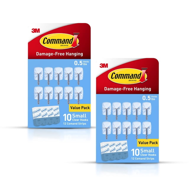Command Ganchos pequeños transparentes de alambre con pestaña, paquete de 20, 0,5 lb