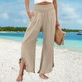 thumbnail image 7 of Linen Pants Women 2026 Linen Cotton Blend Pants Gauze Pants Breathable Relaxed Fit Pants Comfy Trousers Loose Fit Summer Pants Lounge Outfit Elastic Waist Trousers with Pockets Baggy M, 7 of 7