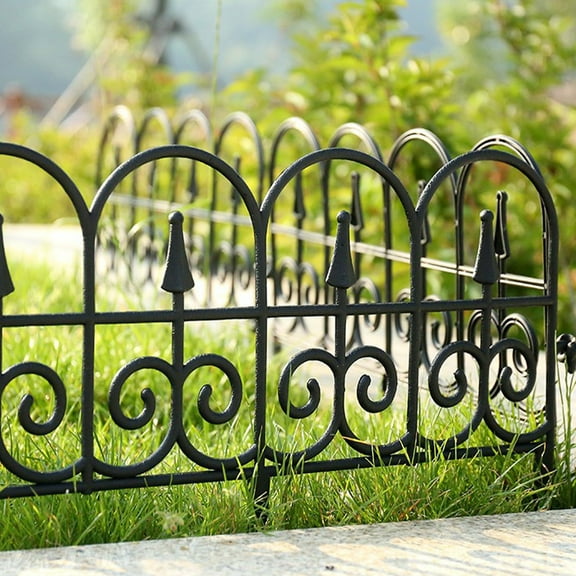 WASHWEPE Landscape Fence Border Black ABS Garden Fencing Panels 22.79X13.36X0.39in