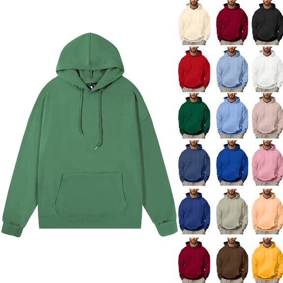 Zeijnsda Oversized Hoodies for Mens Casual Leisure Pullover Sweatshirts Solid Color Long Sleeves Hoodies Relaxed Sporty Pocket Hooded Sweatshirts
