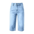 thumbnail image 4 of Fmbrln Womens Summer Cargo Capri Jeans High Waisted Button Cropped Denim Pants with Pockets, 4 of 6