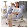 thumbnail image 3 of Comfy Saucer Chair for Adults, Soft Faux Fur Folding Lounge Chair for Bedroom Living Room Dorm Rooms Flexible Reading Chair for Teens Kids, X-Large Foldable Chair (Faux Fur-Lavender), 3 of 6