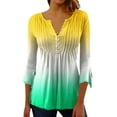thumbnail image 1 of Mode Femme Dégradé - Boutonné Mi-Manches Ample Demi-Chemise Cardigan Chemise, 1 of 5