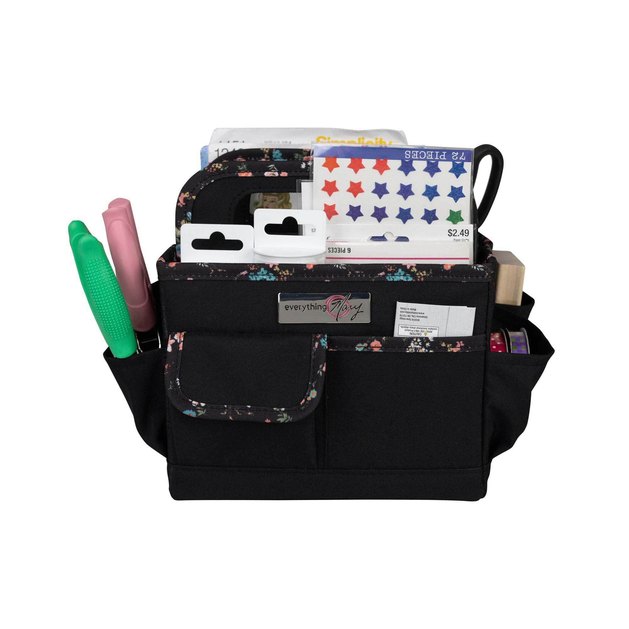 Collapsible Desktop Craft Caddy, Black  Floral
