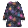 thumbnail image 6 of Girls' long-sleeved dress Cosmic Galaxy Splash Girls' A-line dress with ribbed cuffs Soft and comfortable, 6 of 6