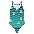 thumbnail image 3 of Little Yellow Ducks Swimsuit Animal Print Swimwear One Piece Holiday Swim Graphic Bodysuit High Cut Bathing Suits Ladies Push Up, 3 of 7
