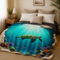 thumbnail image 3 of SPXUBZ Sea Turtle Coral Reef Flannel Fleece Blanket Underwater Ocean Throw Blanket Marine Life Pattern Soft Cozy Blanket for Kids Bedroom 60"x50", 3 of 5