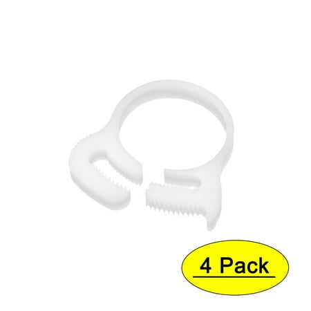 

22.8mm-24.8mm Double Gripping Ratchet Type Plastic Hose Clamps Clips White 4 Pcs