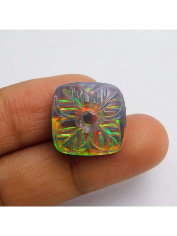 Square Cut 14.45 Ct CERTIFIED Lab-Created Doublet Opal Ring Size Loose Gemstone