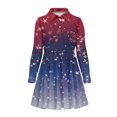thumbnail image 4 of DISNIMO American Flag Dress for Girls Long Sleeve Star Dress Girls Casual Midi Dress Kids Collared Dress Girl Skater Dress Children 5-6 Years Girl Swing Dress Primary Girls 4Th of July Dresses, 4 of 7