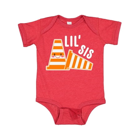 

Inktastic Lil Sis with Construction Cones Gift Baby Girl Bodysuit