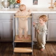 thumbnail image 5 of HARPPA Toddler Tower with Adjustable Height and Anti-Slip Protection, Kids Standing Tower with Safety Rail, Nordi Kids Kitchen Tower with Chalkboard, Gray, 5 of 8