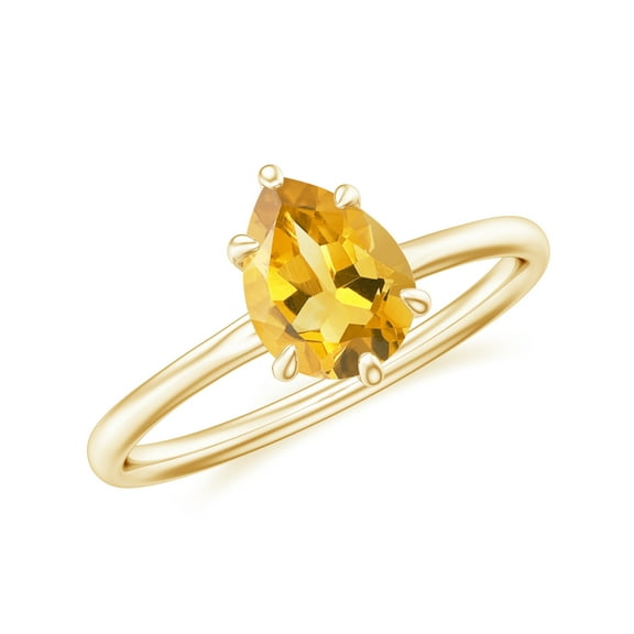 1.20 CT Pear Shaped 6-Prong Set Solitaire Citrine Engagement Ring in Sterling Silver/ Yellow Gold Plated Promise Wedding Band Ring November Birthstone Jewelry, Ring Size 5