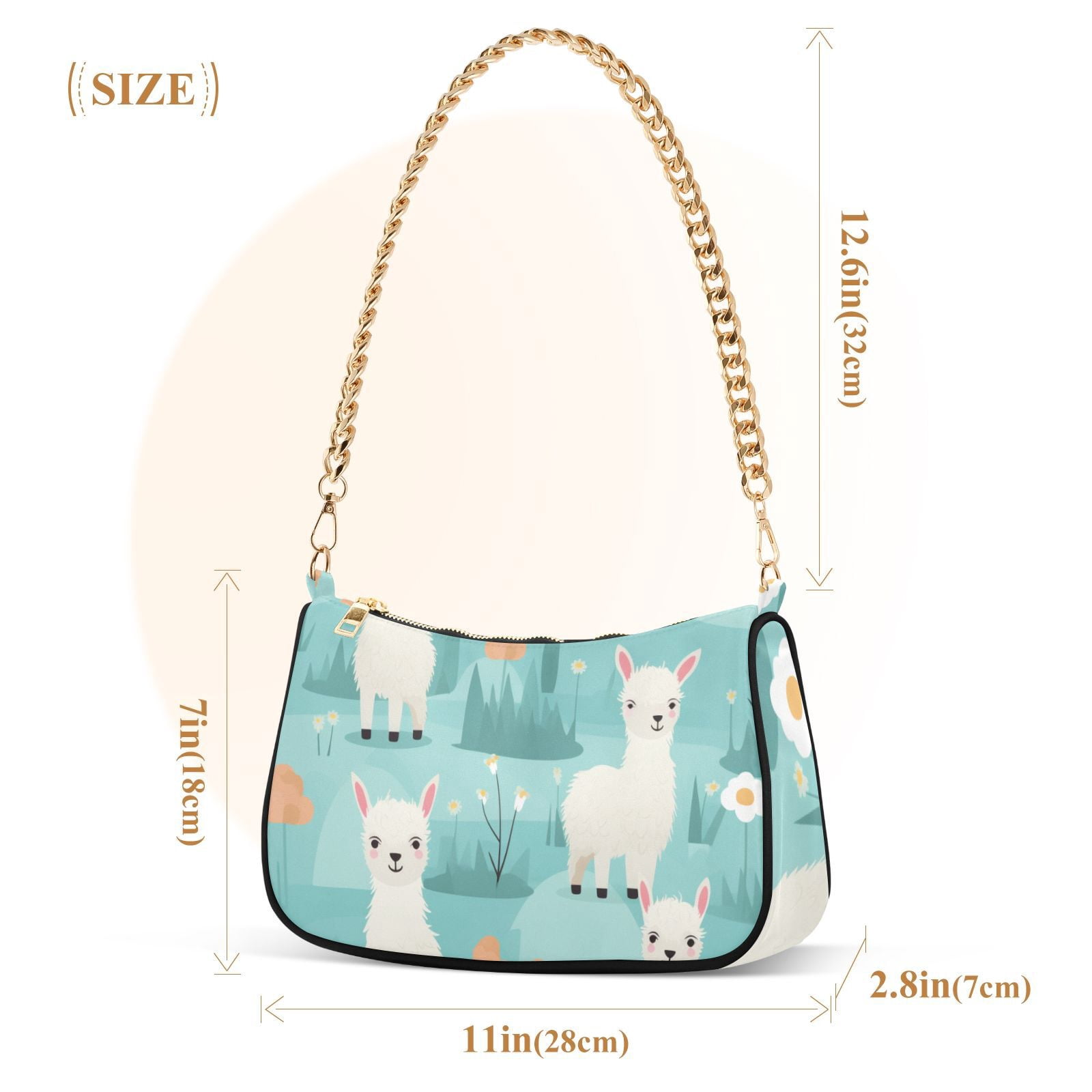 Alpacas Sheeps Flowers LeavesWomen Small Shoulder Bag Crossbody Tote Hobo Bags Purse Clutch Handbags with Chain Strap for Women