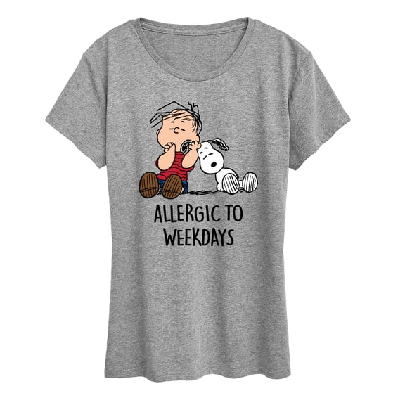 Peanuts - Allergic To Weekdays Snoopy and Linus - Women's Short Sleeve Graphic T-Shirt