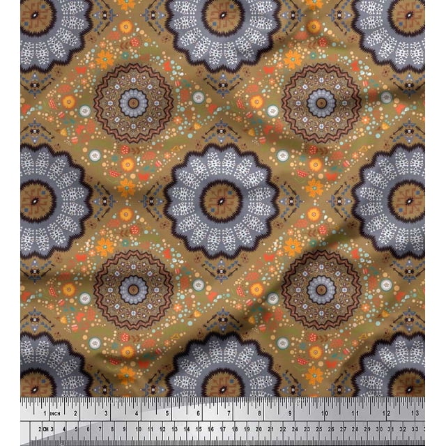 Soimoi Georgette Viscose Fabric Floral Mandala Print Fabric by The Yard 42 Inch Wide