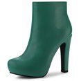 thumbnail image 1 of Unique Bargains Women's Round Toe Zipper Platform Block Heel Ankle Boots, 1 of 6