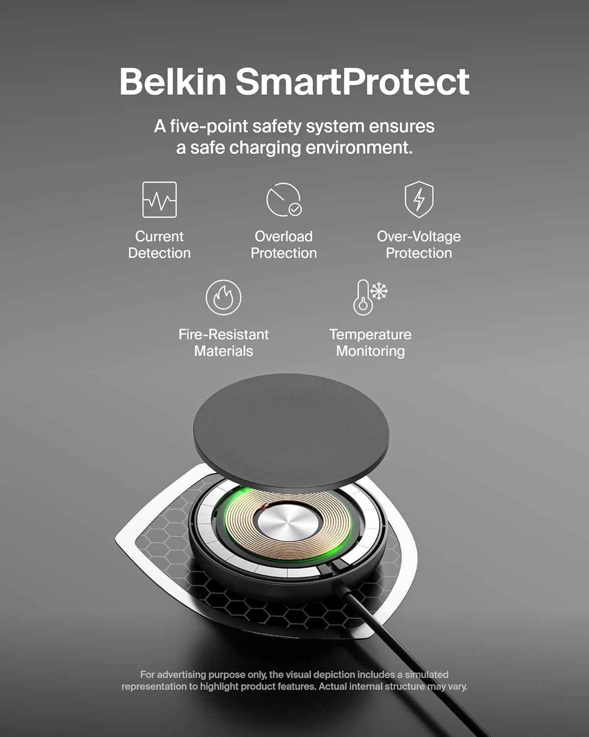 Belkin Magnetic Wireless Charging Pad 15W w/Pop-Up Stand - MagSafe-Compatible Qi2-Wireless Charger, Power Supply Not Included - Black