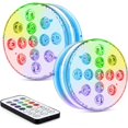 thumbnail image 1 of Luces LED sumergibles GolWof, paquete de 2, 13 LED, lámpara LED sumergible, 16 colores RGB, luces LED sumergibles, IP68, luces LED impermeables con mando a distancia, decoración para piscinas, bodas, 1 of 4