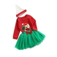 thumbnail image 2 of 3Pcs Baby Girls Christmas Outfits Long Sleeve Crewneck Sweatshirts Mesh Tutu Tulle Skirt Hat Set, 2 of 6
