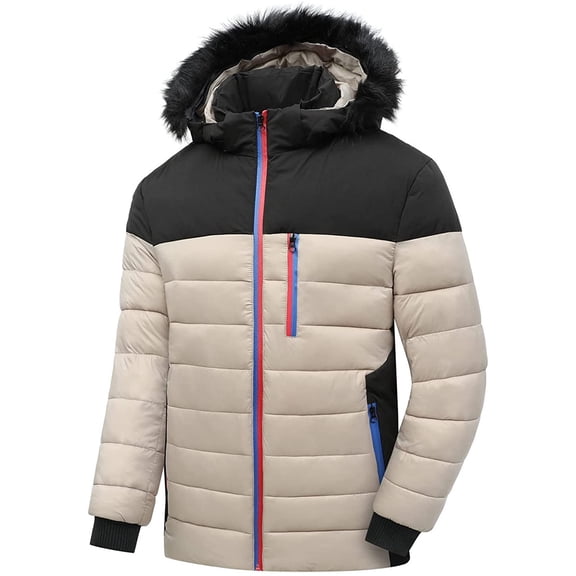 XMMSWDLA 2022 Clearance Men Tops Winter Stitching Casual Thick Fit Side Seam Pockets Warm Zipper Cotton Jacket