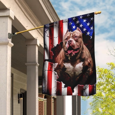 Garden Flag Pitbull On American, Patriotic Canine, 12x18 POLE NOT INCLUDED