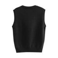 thumbnail image 3 of Women Wool Vest Plaid Contrast Color Knit Short Sleeveless, 3 of 3